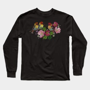 birds with roses Long Sleeve T-Shirt